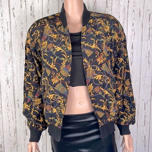 VINTAGE S.L.B by Sunny Leigh Silk Bomber Jacket - Picture 1 of 5